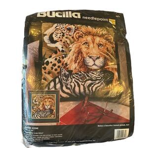 1375 Bucilla Needlepoint Kit #4671 Lion Safari Scene